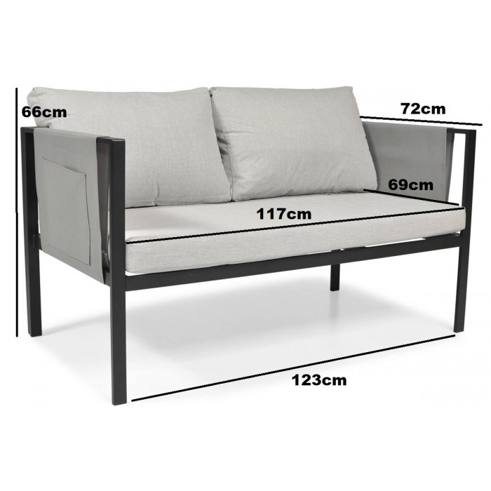 Modernes Gartenmöbel-Set Sofa Couchtisch Sessel-Set IBIZA Grau