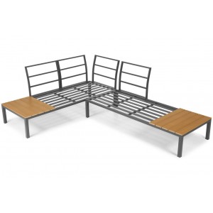 Graues Eck-Gartensofa LAGOS modernes modulares Sofa mit Liegefunktion 5/9