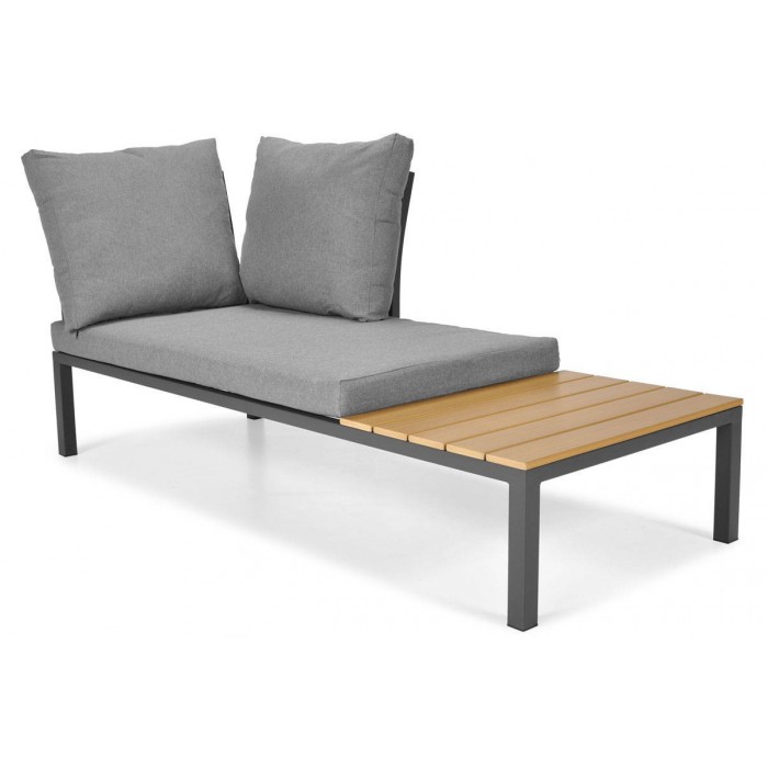 Graues Eck-Gartensofa LAGOS modernes modulares Sofa mit Liegefunktion