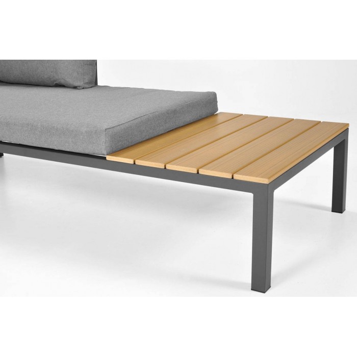 Graues Eck-Gartensofa LAGOS modernes modulares Sofa mit Liegefunktion