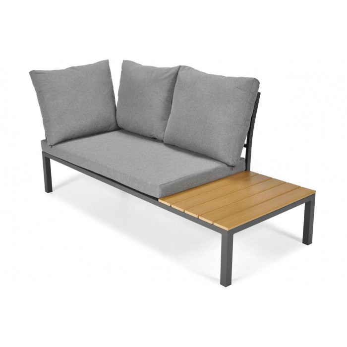 Graues Eck-Gartensofa LAGOS modernes modulares Sofa mit Liegefunktion