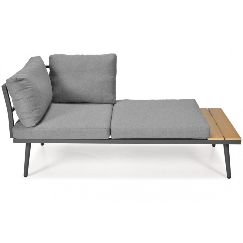 Graues NEVADA Garten Ecksofa universal modular mit Tisch 6/9