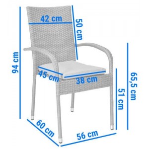 Grauer Technorattan Gartenstuhl Graphit Kissen MALAGA 12/9