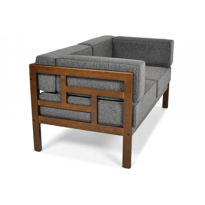 Graphitfarbenes Gartensofa EDEN 2 auf einem Holzgestell. 2/9