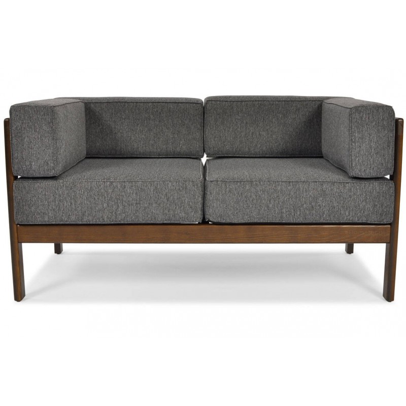 Graphitfarbenes Gartensofa EDEN 2 auf einem Holzgestell. 5/9