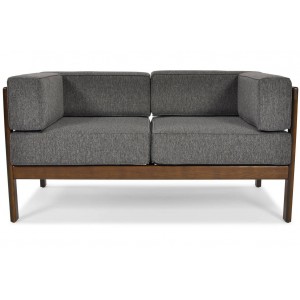 Graphitfarbenes Gartensofa EDEN 2 auf einem Holzgestell. 5/9
