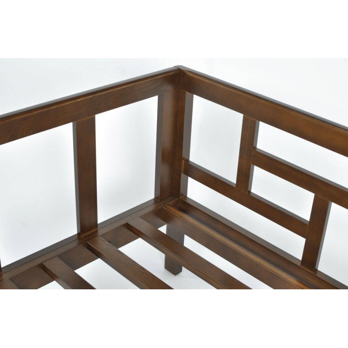 Graphitfarbenes Gartensofa EDEN 2 auf einem Holzgestell.