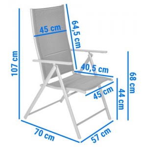 Klappbarer Gartenstuhl mit verstellbarer Rückenlehne MODENA Silver 12/9