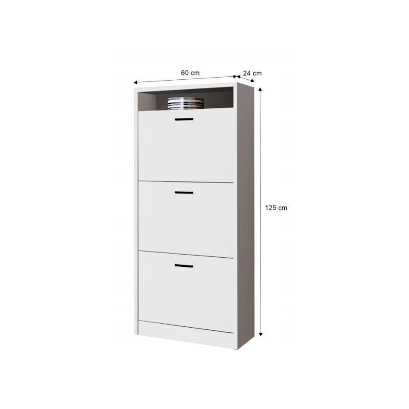 Praktischer dreitüriger hoher geriffelter Schuhschrank MIA Schwarz 4/9