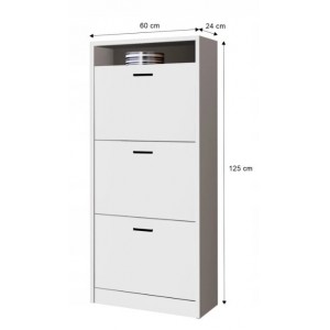 Praktischer dreitüriger hoher geriffelter Schuhschrank MIA Schwarz 4/9