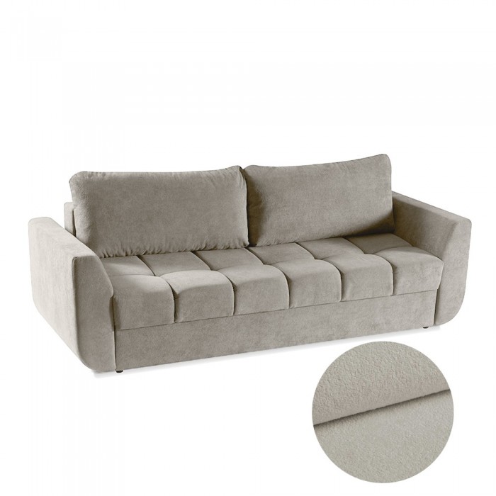 Modernes DELTA Sofa Funktionssofa mit Staukasten und Schlaffunktion Ecru