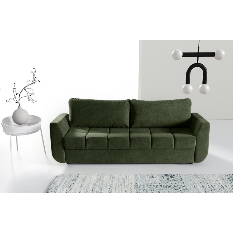 Elegantes DELTA Schlafsofa mit Staukasten und Schlaffunktion Grün 2/9