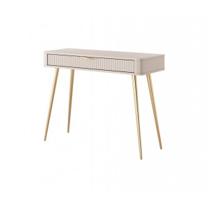 Beige LANTE Schminktisch mit geriffelter Schublade auf hohen goldenen Beinen 1/9