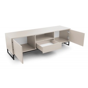 Beigefarbener RTV-Schrank mit Schublade GENUA auf schwarzem Rahmen 4/9