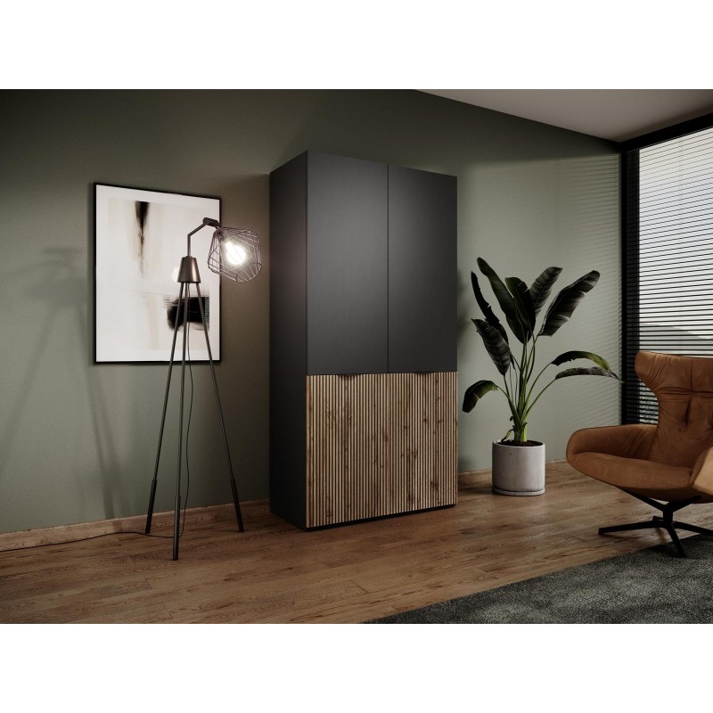 SANDBOX SENTINO Drehschrank 100cm elegant Schwarz + Eiche Wotan 2/9
