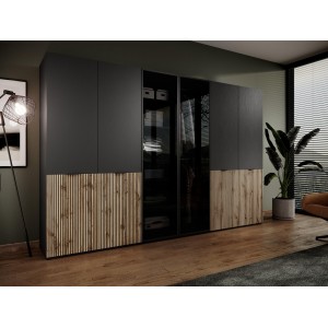 SANDBOX SENTINO Drehschrank 100cm elegant Schwarz + Eiche Wotan 5/9