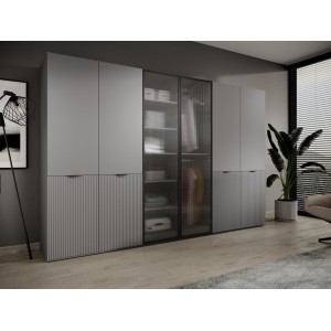Grauer SANDBOX NOVA Drehbarer geriffelter Kleiderschrank mit 100cm Stange 4/9