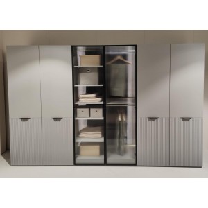 Grauer SANDBOX NOVA Drehbarer geriffelter Kleiderschrank mit 100cm Stange 6/9