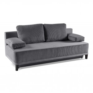 Cord Sofa mit Schlaffunktion und Bettzeugablage ROSSO Grau 1/9