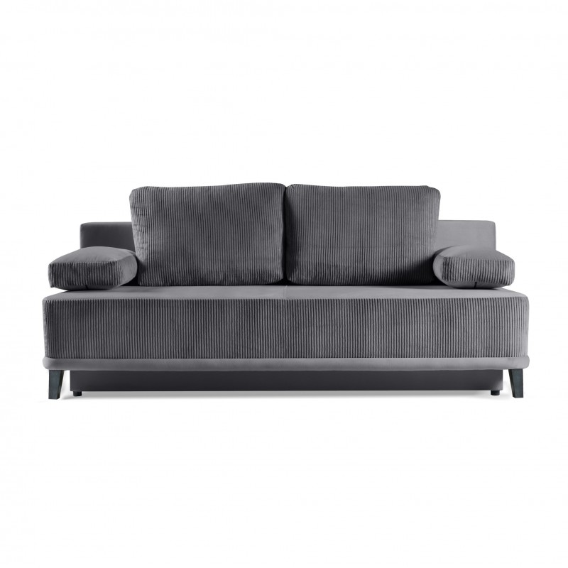 Cord Sofa mit Schlaffunktion und Bettzeugablage ROSSO Grau 2/9