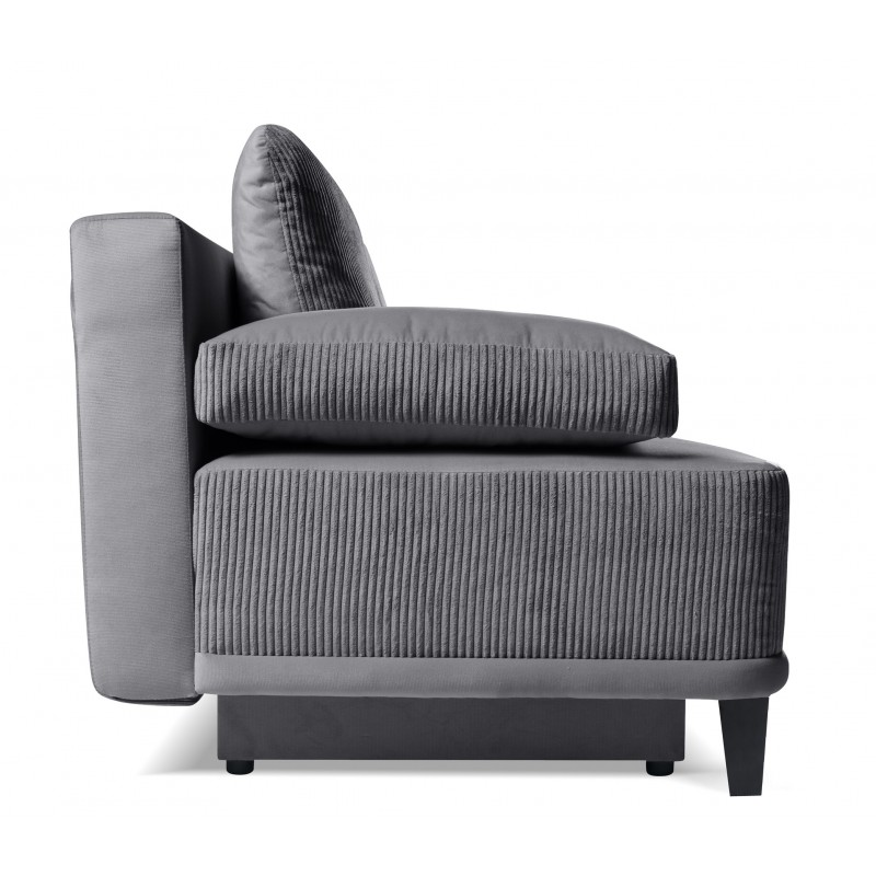 Cord Sofa mit Schlaffunktion und Bettzeugablage ROSSO Grau 4/9