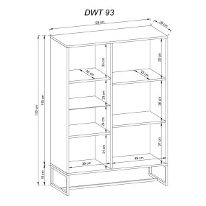 Breite Vitrine auf AMBER-Metallbeinen in handwerklicher Eichenfarbe 4/9