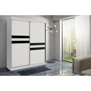 Kleiderschrank Schwebetürenschrank, 2-türig, mit 5 Regalen und Kleiderstange -ARITUS Weiß 2/9
