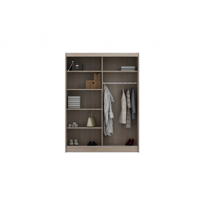 Kleiderschrank Schwebetürenschrank, 2-türig, mit 5 Regalen und Kleiderstange -ARITUS Weiß 3/9