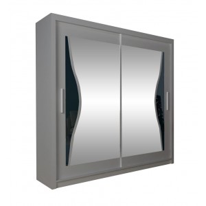 Kleiderschrank mit Schiebetüren, elegant mit Spiegel, modernes Design, für Schlafzimmer oder Flur – TUMI 180 Grau 1/9