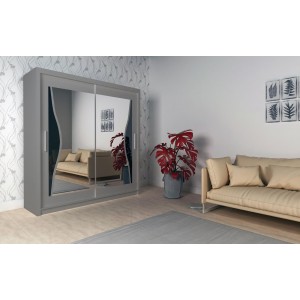 Kleiderschrank mit Schiebetüren, elegant mit Spiegel, modernes Design, für Schlafzimmer oder Flur – TUMI 180 Grau 2/9