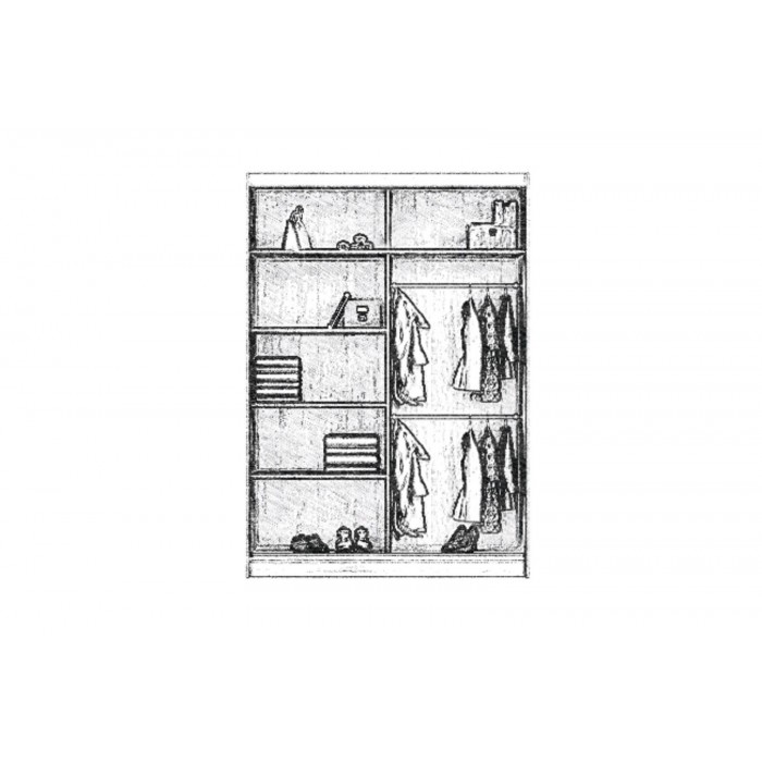Kleiderschrank mit Schiebetüren, elegant mit Spiegel, modernes Design, für Schlafzimmer oder Flur – TUMI 180 Grau