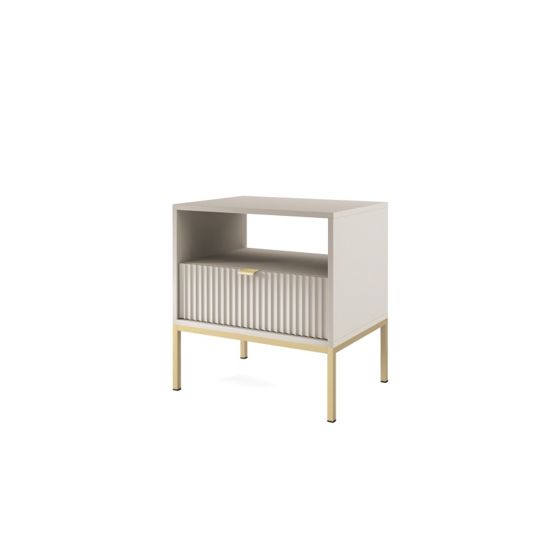 Beige Nachttisch Loft Nachttisch Nova Gold Metallgestell 1/9