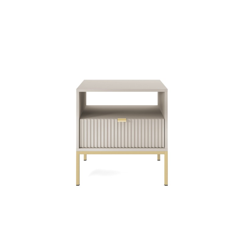 Beige Nachttisch Loft Nachttisch Nova Gold Metallgestell 2/9