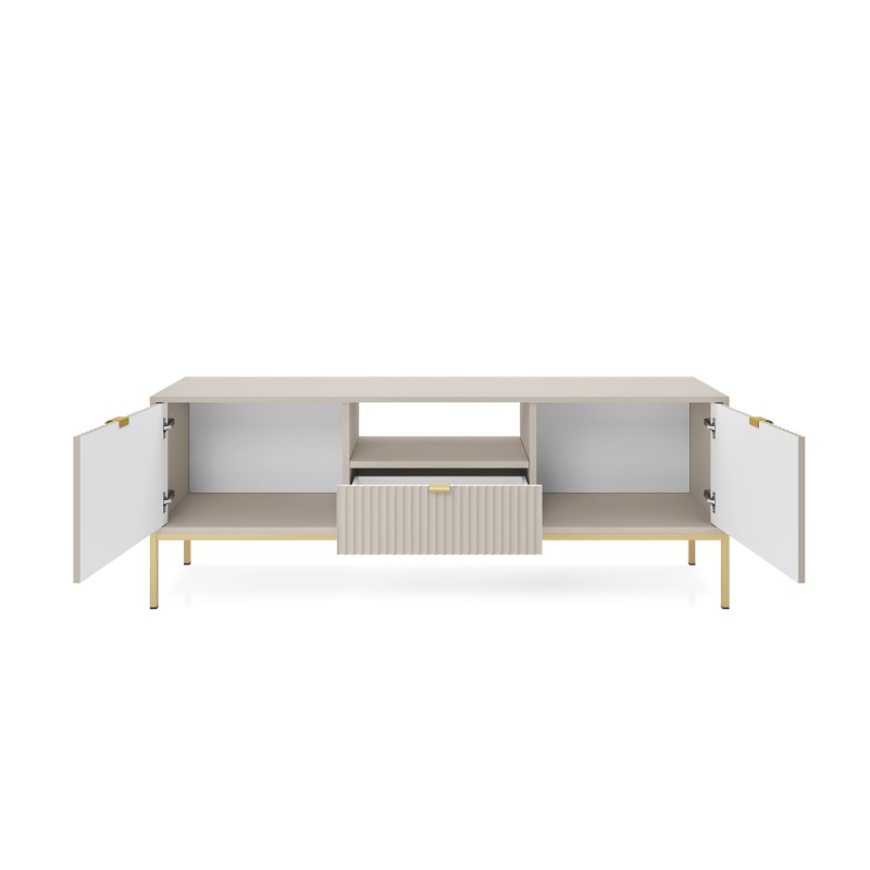 Beige Loft RTV Schrank für TV Nova Gold Metallrahmen 3/9