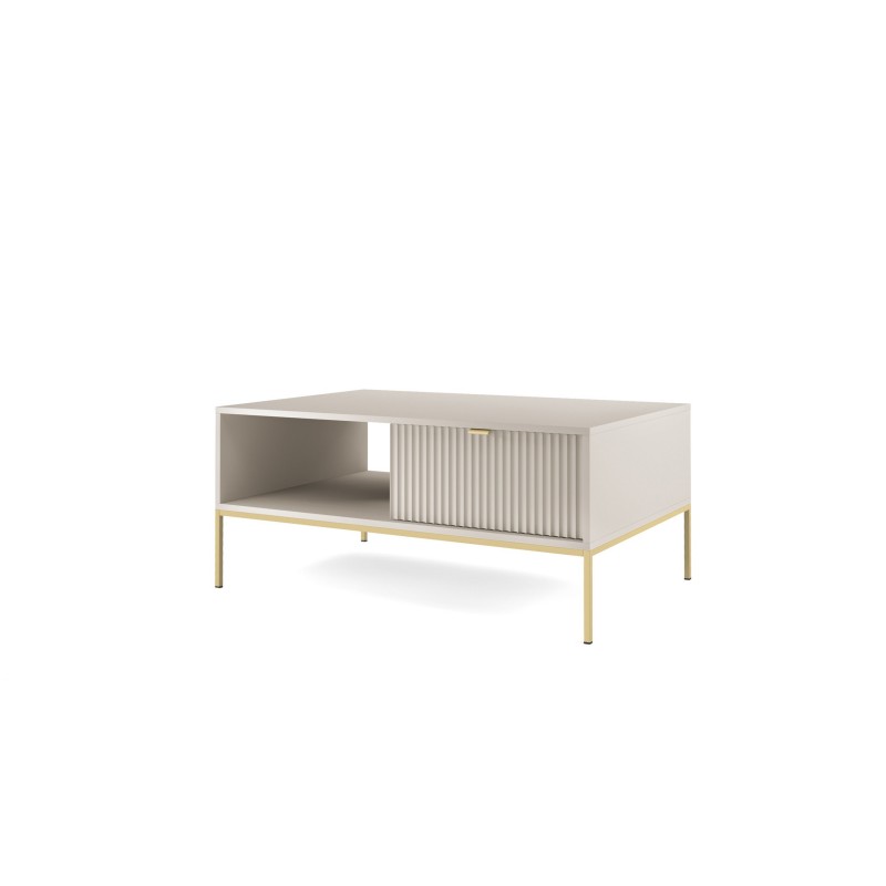 Beige Loft Couchtisch für Wohnzimmer Nova Gold Metallrahmen 1/9