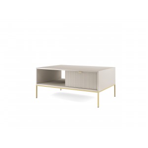 Beige Loft Couchtisch für Wohnzimmer Nova Gold Metallrahmen 1/9