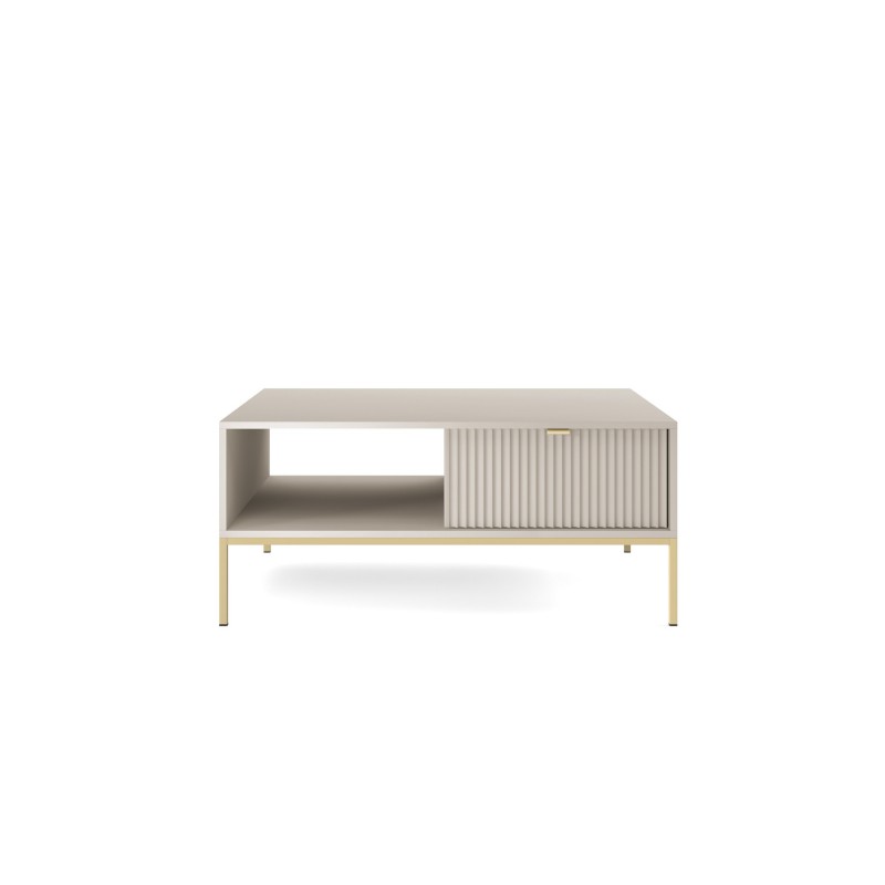 Beige Loft Couchtisch für Wohnzimmer Nova Gold Metallrahmen 2/9