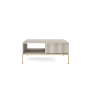 Beige Loft Couchtisch für Wohnzimmer Nova Gold Metallrahmen 2/9