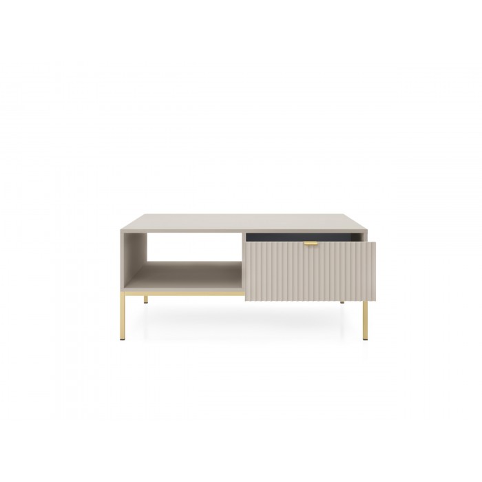 Beige Loft Couchtisch für Wohnzimmer Nova Gold Metallrahmen