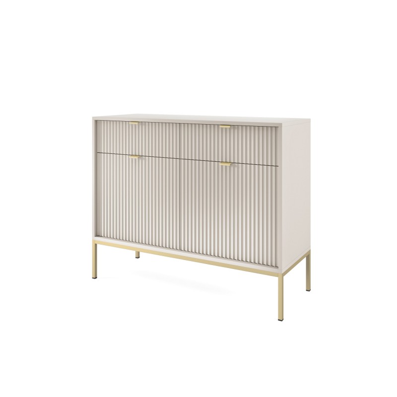 Beige Kommode mit Schubladen Nova Gold Metallrahmen