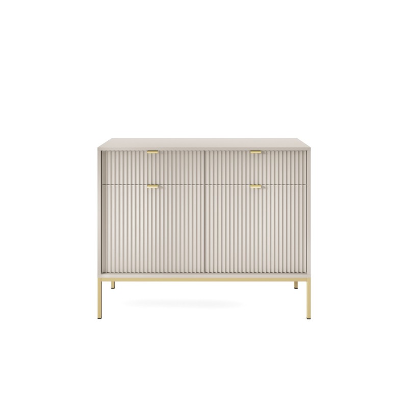 Beige Kommode mit Schubladen Nova Gold Metallrahmen 2/9