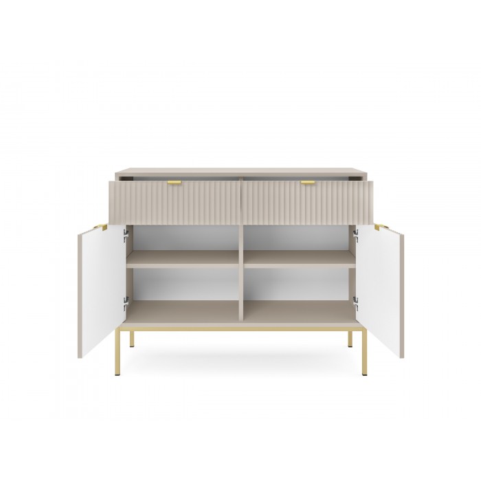 Beige Kommode mit Schubladen Nova Gold Metallrahmen