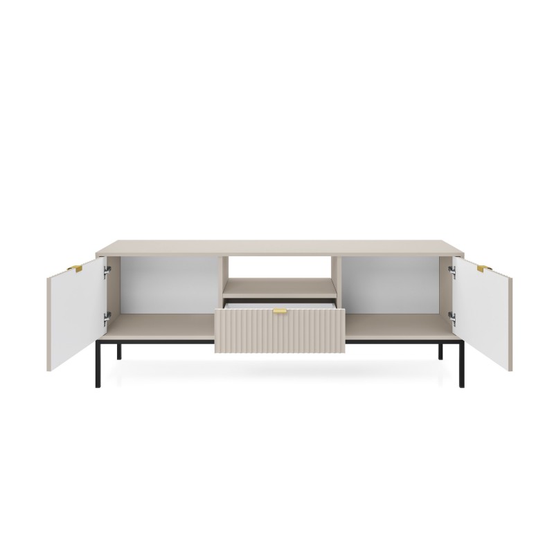 Beige Loft RTV Schrank für TV Nova Schwarzer Metallrahmen 3/9