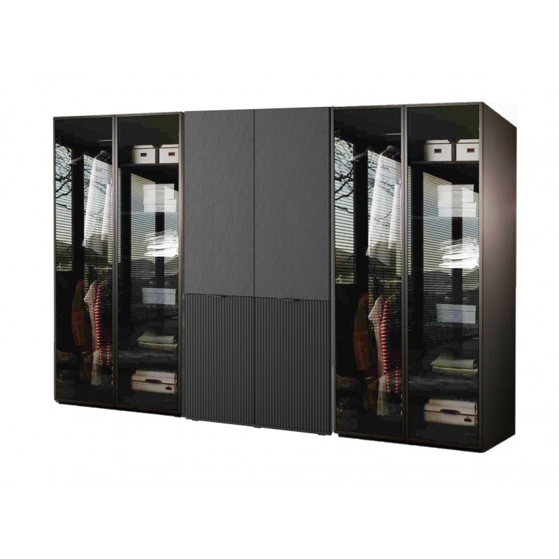 Satz von 3 modularen Schränken SANDBOX 2X ANTISOL + NOVA schwarz mit LED-Beleuchtung