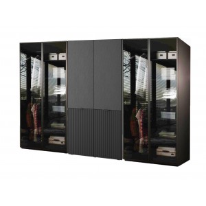 Satz von 3 modularen Schränken SANDBOX 2X ANTISOL + NOVA schwarz mit LED-Beleuchtung 1/9