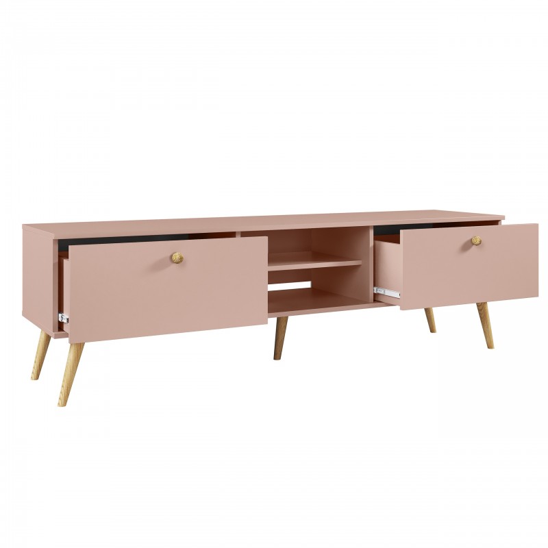 RTV-Schrank TV-Tisch Fernsehtisch TV Lowboard Tisch String Griffe Boho für das Wohnzimmer IKON 170 cm Rosa 2/9