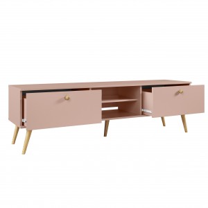 RTV-Schrank TV-Tisch Fernsehtisch TV Lowboard Tisch String Griffe Boho für das Wohnzimmer IKON 170 cm Rosa 2/9