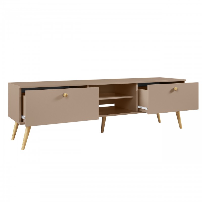 RTV-Schrank TV-Tisch Fernsehtisch TV Lowboard Tisch String Griffe Boho für das Wohnzimmer IKON 170 cm Beige Macchiato IKON 2/9