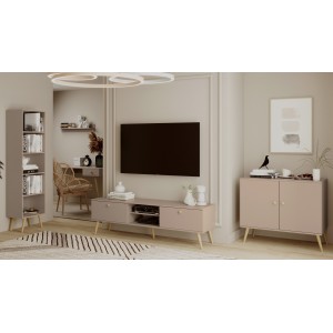 RTV-Schrank TV-Tisch Fernsehtisch TV Lowboard Tisch String Griffe Boho für das Wohnzimmer IKON 170 cm Beige Macchiato IKON 3/9