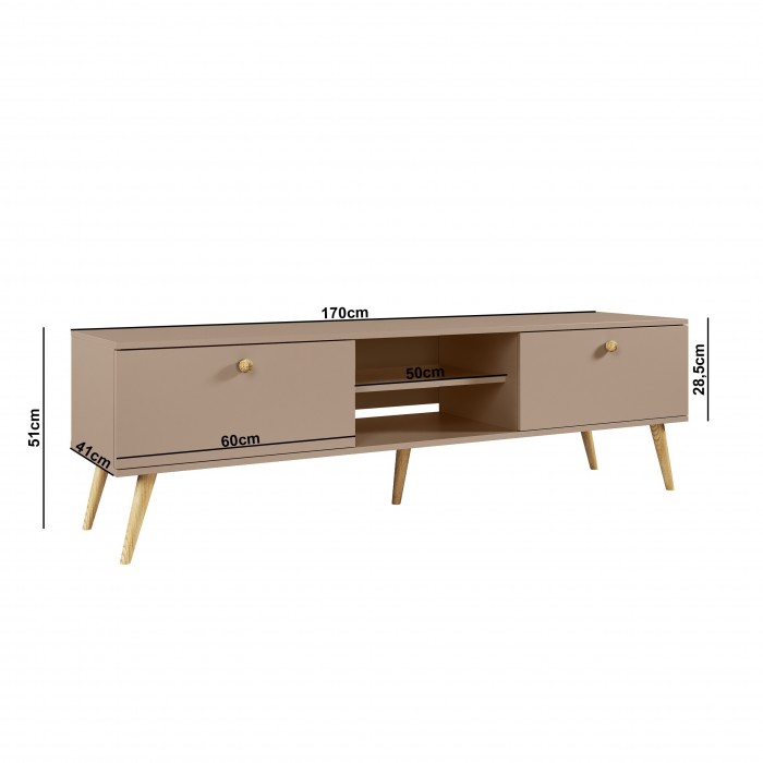 RTV-Schrank TV-Tisch Fernsehtisch TV Lowboard Tisch String Griffe Boho für das Wohnzimmer IKON 170 cm Beige Macchiato IKON